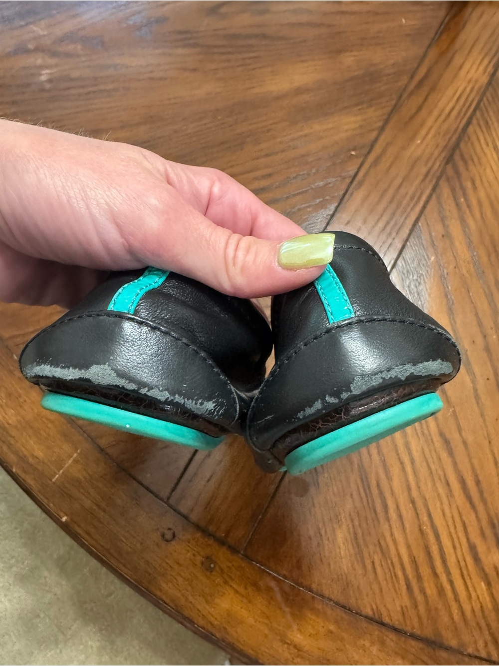 Tieks Black Leather Slip-On Ballet Flats - Picture 3 of 5